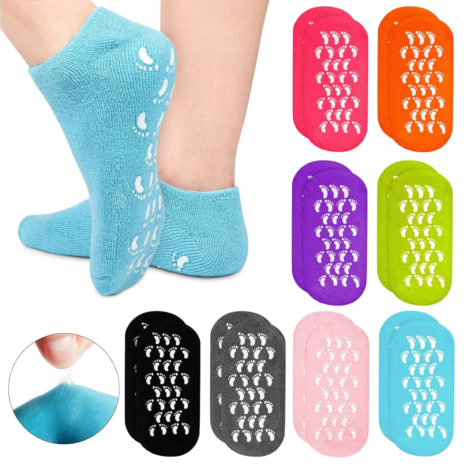 0520 Gel Socks Soft Socks for Repairing and Softening Dry Cracked Feet Skins Comfortable Socks (1 Pair)