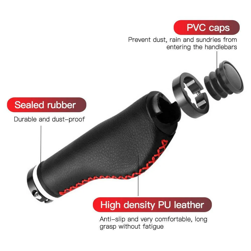 1 Pair of Bike Handlebar Grips Premium PU Double Lock-on MTB Handlebar Cover Anti-slip Cycling Handlebar Grips