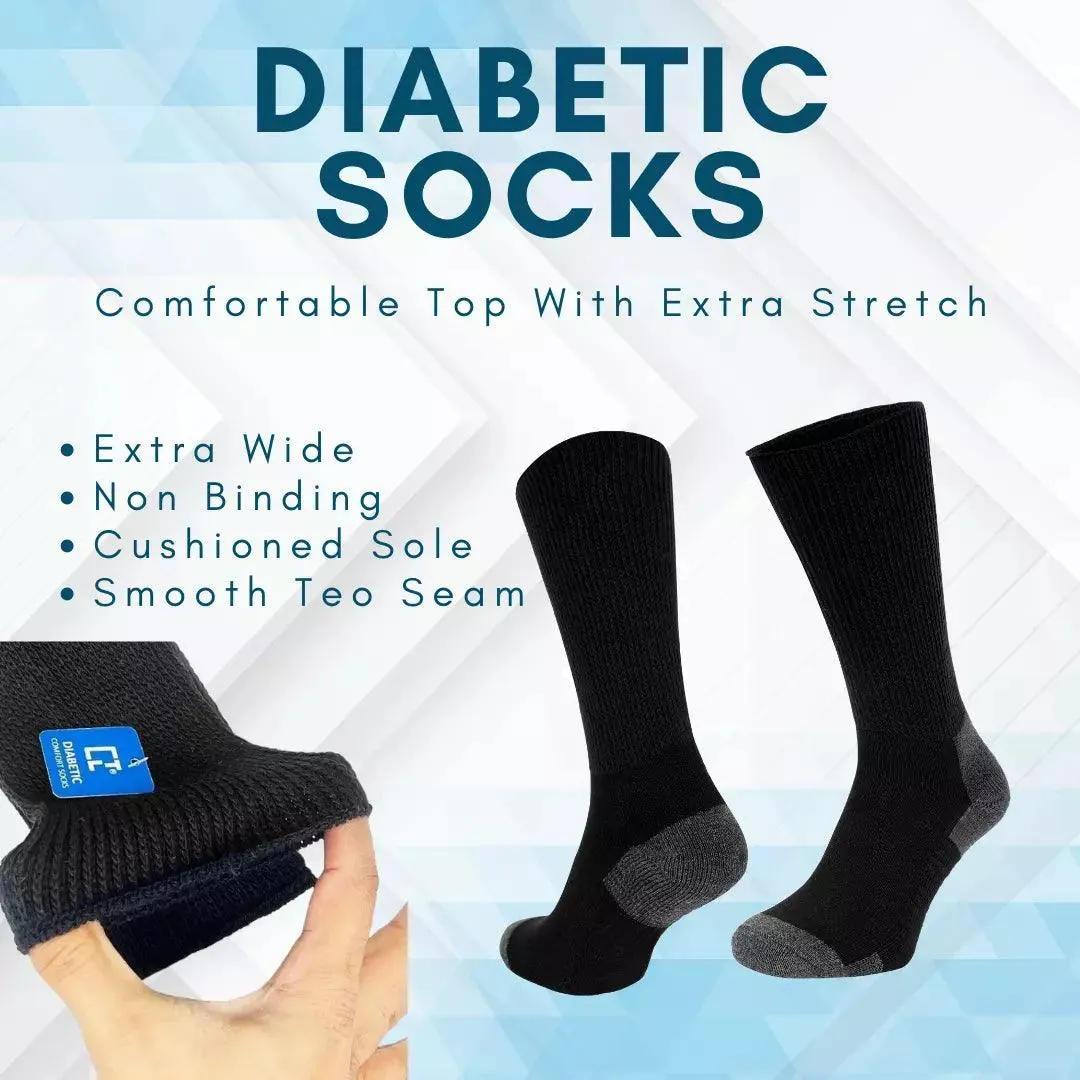 3 Pairs Black Extra Wide Non Elastic Diabetic Socks Soft Grip Sock