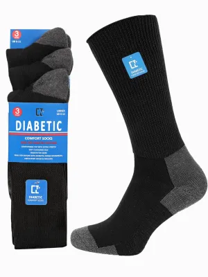 3 Pairs Black Extra Wide Non Elastic Diabetic Socks Soft Grip Sock