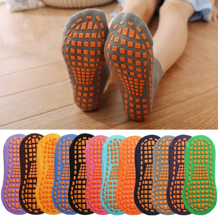 4pairs Trampoline Socks Dotted Rubber Non-slip Floor Socks Yoga Socks, Size:  1-5 Years Old(Black)