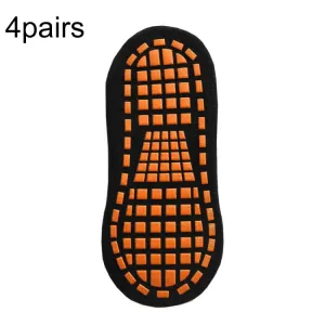 4pairs Trampoline Socks Dotted Rubber Non-slip Floor Socks Yoga Socks, Size:  1-5 Years Old(Black)