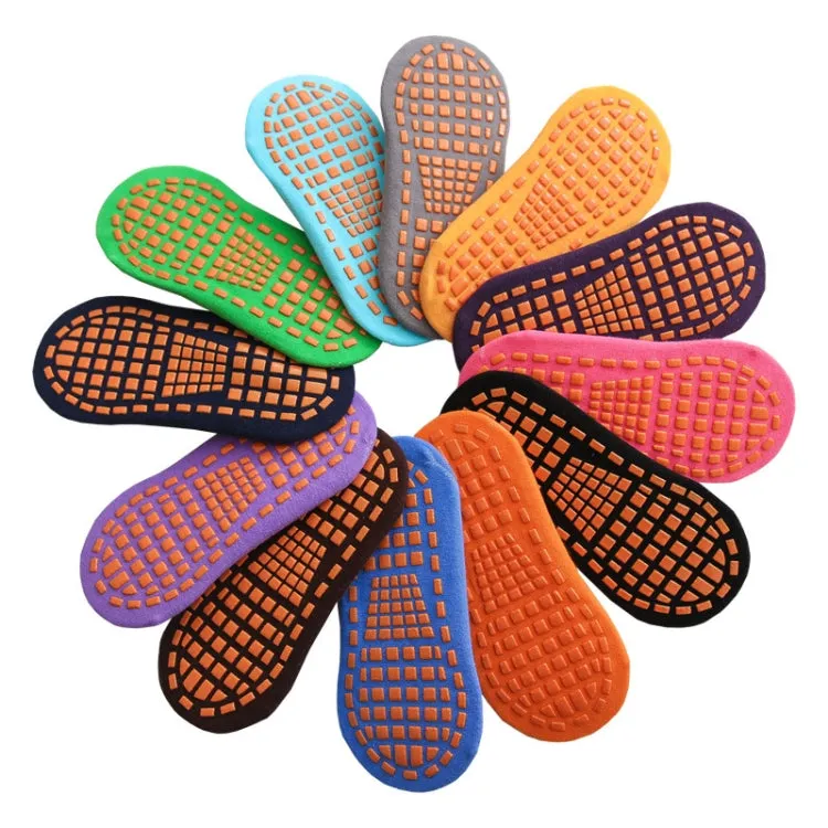 4pairs Trampoline Socks Dotted Rubber Non-slip Floor Socks Yoga Socks, Size:  1-5 Years Old(Coffee)