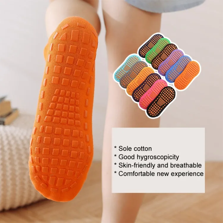 4pairs Trampoline Socks Dotted Rubber Non-slip Floor Socks Yoga Socks, Size:  1-5 Years Old(Orange)