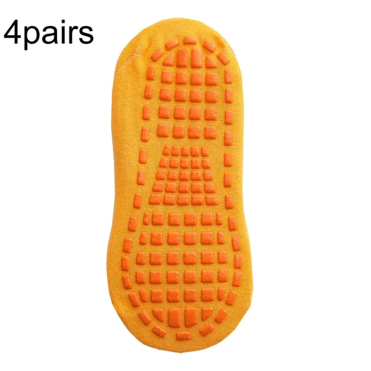 4pairs Trampoline Socks Dotted Rubber Non-slip Floor Socks Yoga Socks, Size:  5-12 Years Old(Orange)