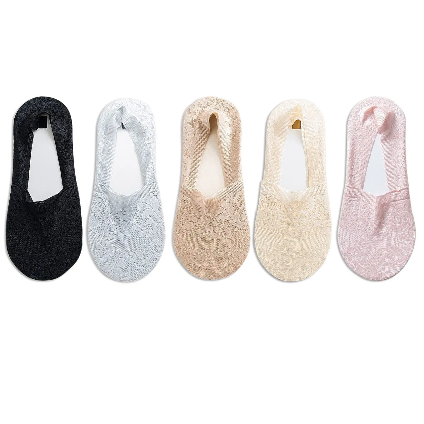 5 Pairs Women Lace Flower Non-Slip Invisible Ankle Socks