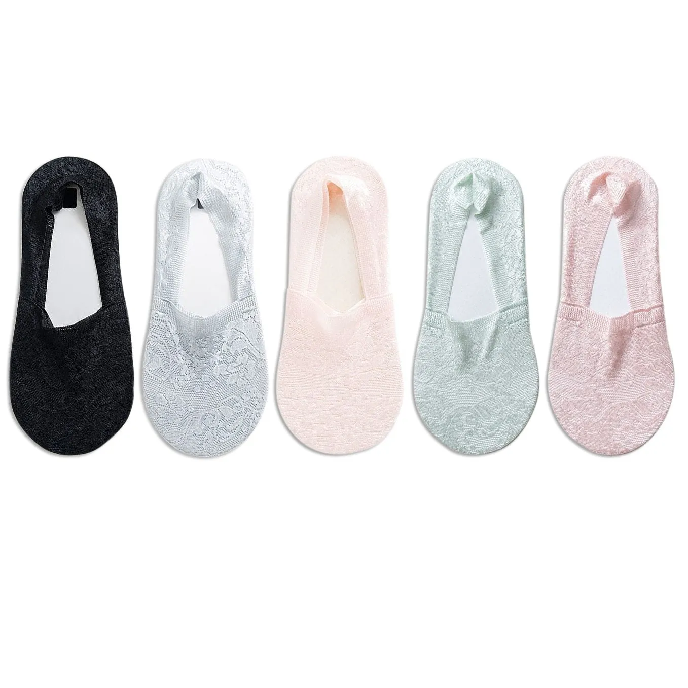 5 Pairs Women Lace Flower Non-Slip Invisible Ankle Socks