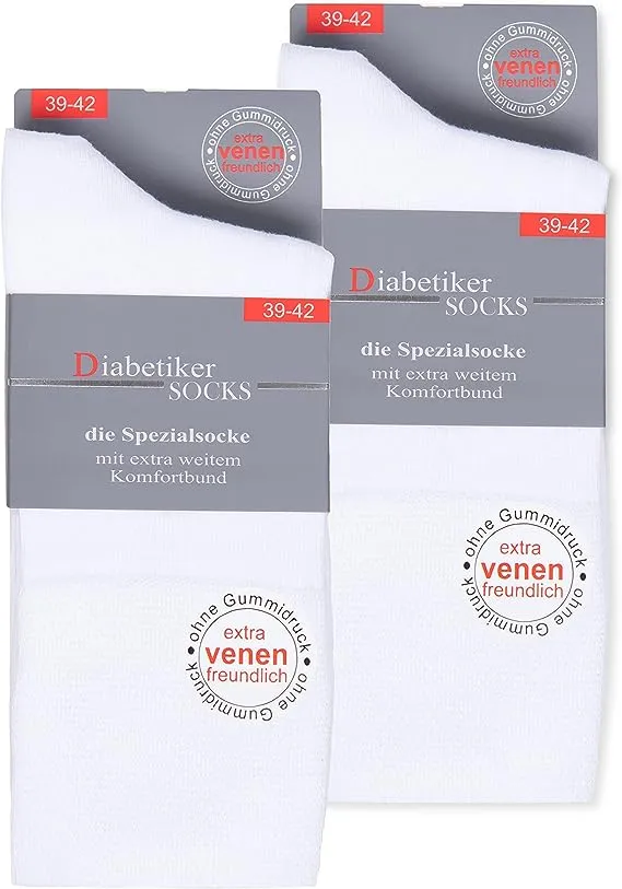 6-Pair Pack of Diabetic Socks for Men & Women - Comfort Band, Non-Binding, Seamless, 97% Cotton