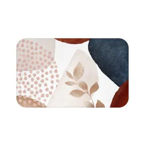 Abstract Bath Mat, Kitchen Mat | Blush Pink, White, Beige, Navy Blue Mat