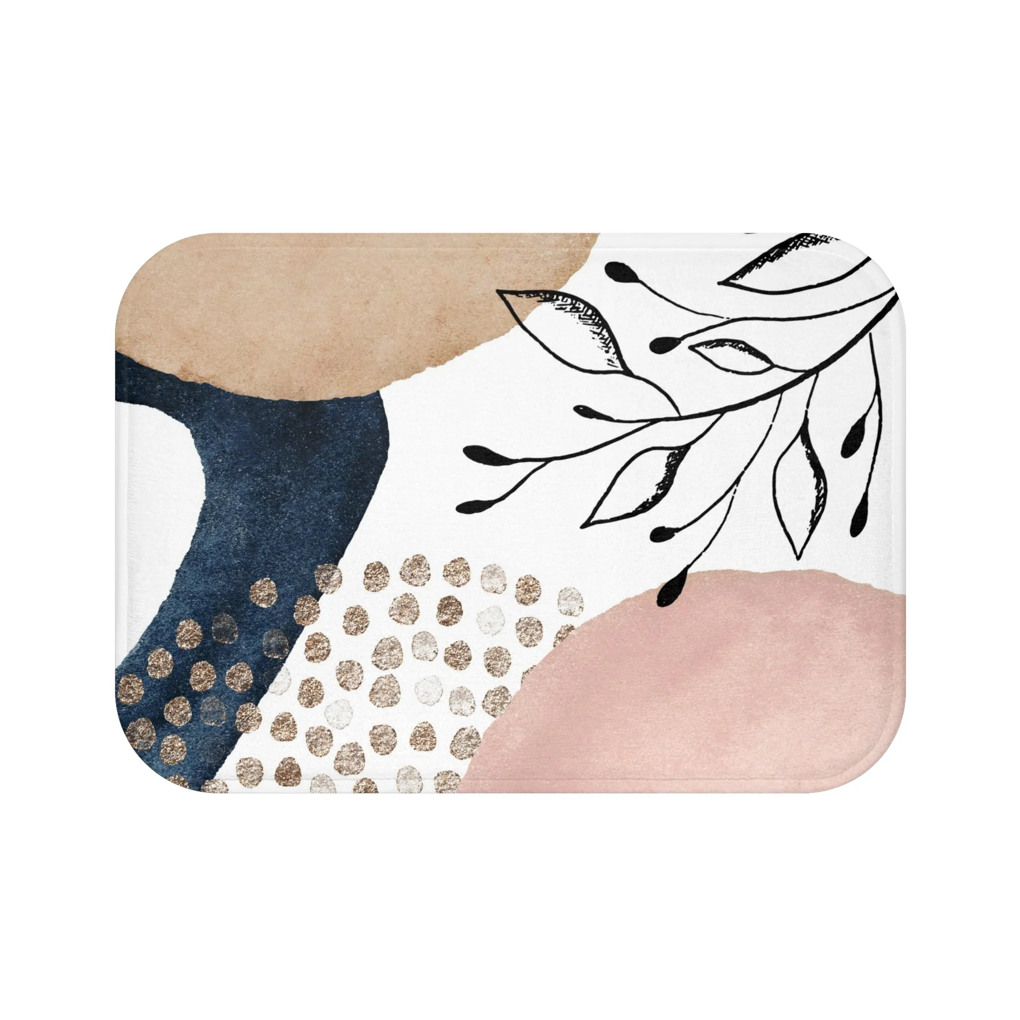 Abstract Bath Mat, Kitchen Mat | Blush Pink, White, Black Beige, Navy Blue Mat