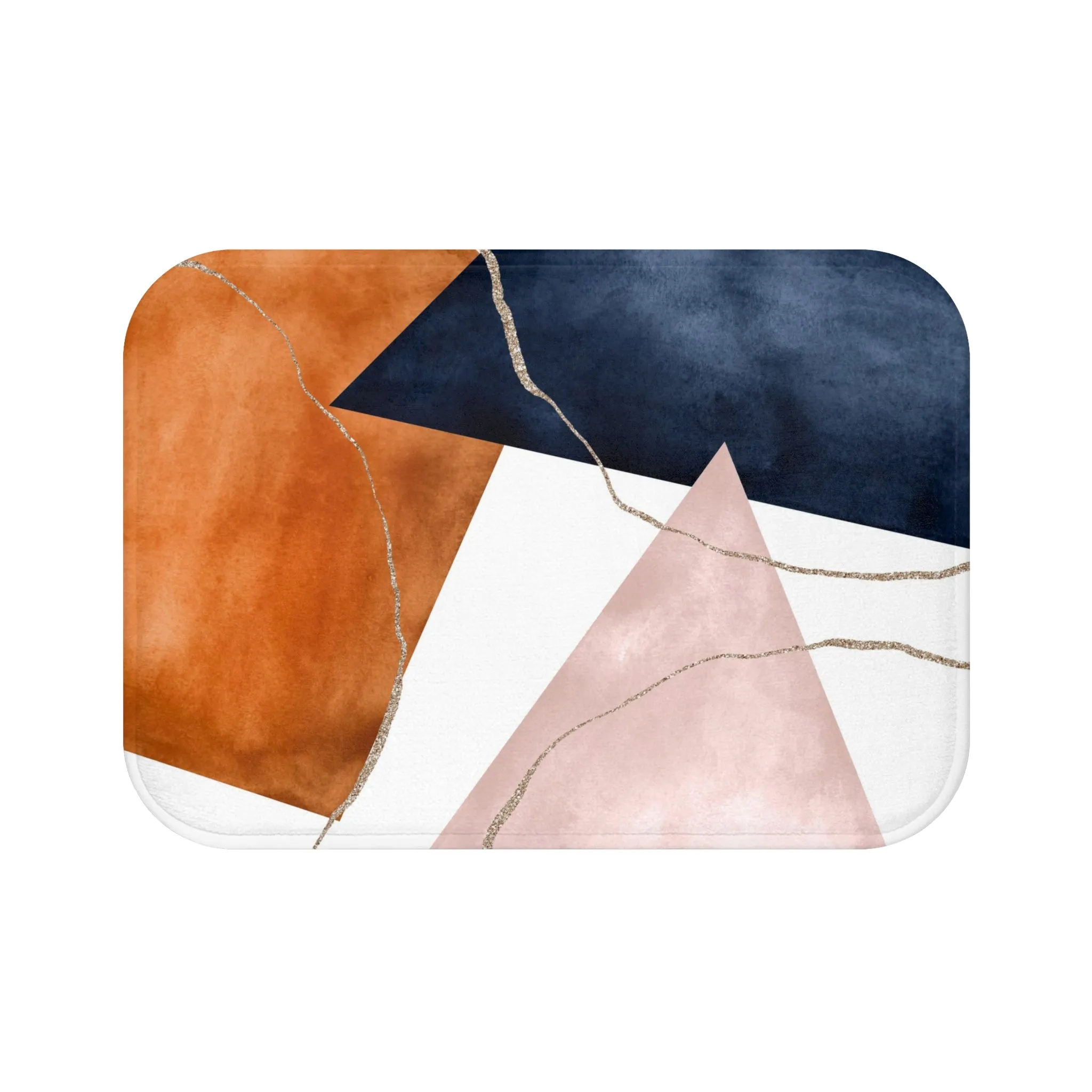 Abstract Bath Mat | Navy Blue, Burnt Orange, Blush Pink