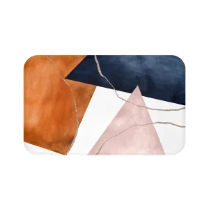 Abstract Bath Mat | Navy Blue, Burnt Orange, Blush Pink