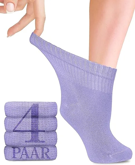 Ankle-High Bamboo Diabetic Socks for Women - Perfect for Business, Leisure, Maternity, and Seniors - Pack of 4 Pairs