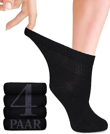 Ankle-High Bamboo Diabetic Socks for Women - Perfect for Business, Leisure, Maternity, and Seniors - Pack of 4 Pairs