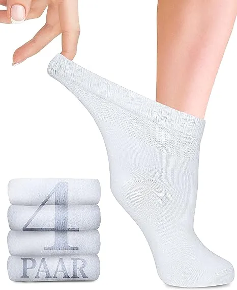 Ankle-High Bamboo Diabetic Socks for Women - Perfect for Business, Leisure, Maternity, and Seniors - Pack of 4 Pairs