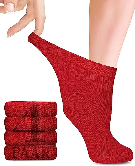 Ankle-High Bamboo Diabetic Socks for Women - Perfect for Business, Leisure, Maternity, and Seniors - Pack of 4 Pairs