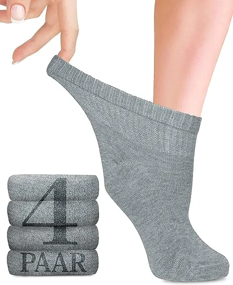 Ankle-High Bamboo Diabetic Socks for Women - Perfect for Business, Leisure, Maternity, and Seniors - Pack of 4 Pairs