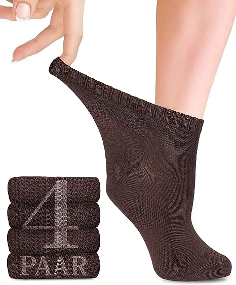 Ankle-High Bamboo Diabetic Socks for Women - Perfect for Business, Leisure, Maternity, and Seniors - Pack of 4 Pairs