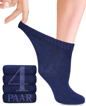 Ankle-High Bamboo Diabetic Socks for Women - Perfect for Business, Leisure, Maternity, and Seniors - Pack of 4 Pairs