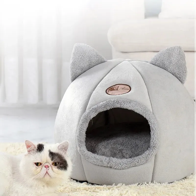 Anniepaw Winter Deep Sleep Cat Bed Cozy Indoor Cave Nest Small Dog House