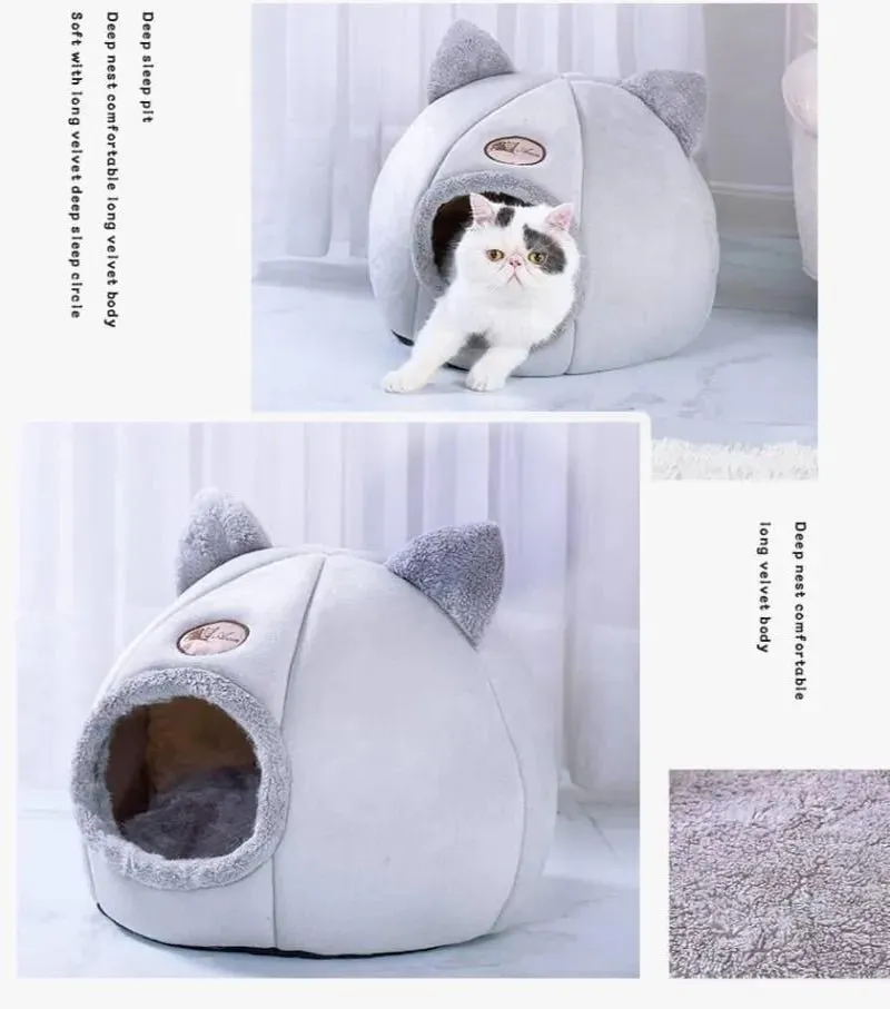 Anniepaw Winter Deep Sleep Cat Bed Cozy Indoor Cave Nest Small Dog House