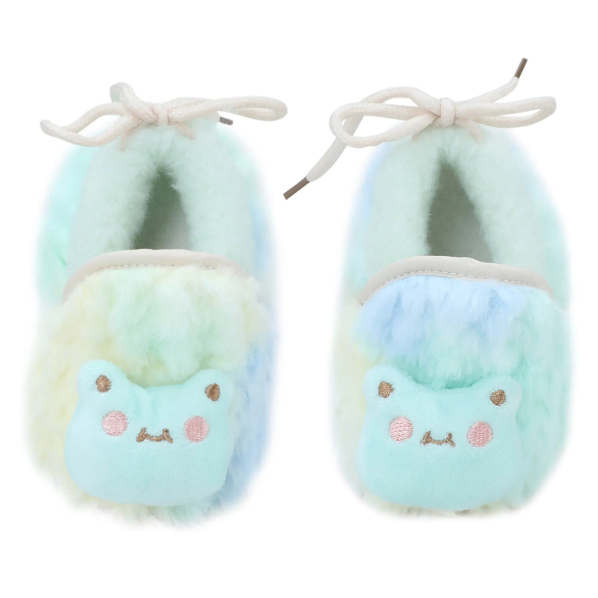 Baby Moo 3D Cute Cat Soft Slip-On Anti-Skid Plush Warm Booties - Green