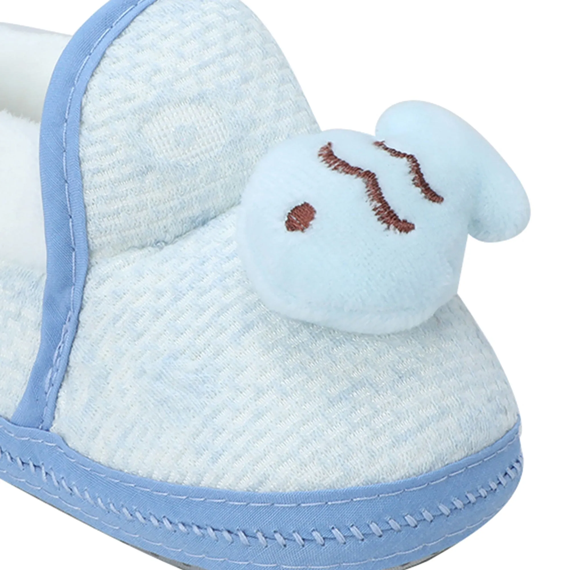 Baby Moo 3D Fish Soft Slip-On Anti-Skid Plush Warm Booties - Blue