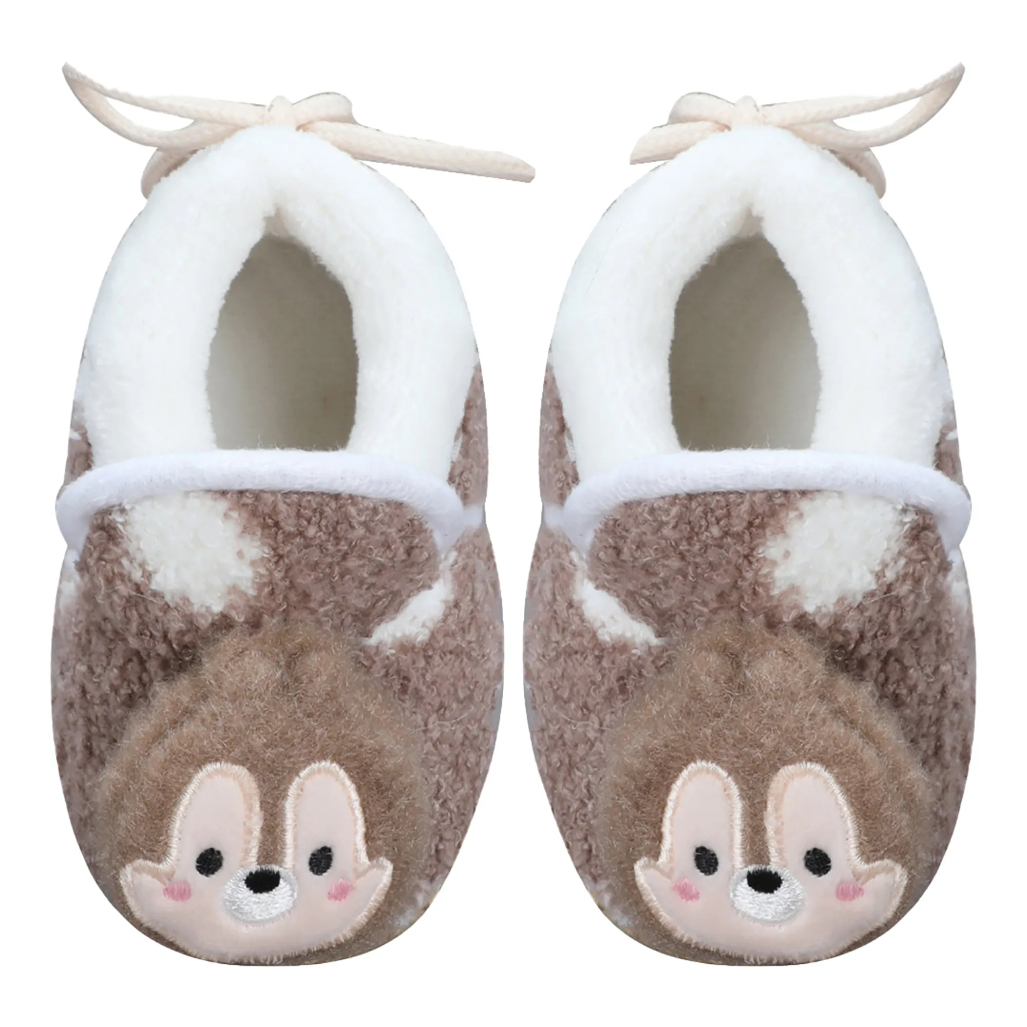 Baby Moo 3D Squirrel Soft Slip-On Anti-Skid Plush Warm Booties - Brown