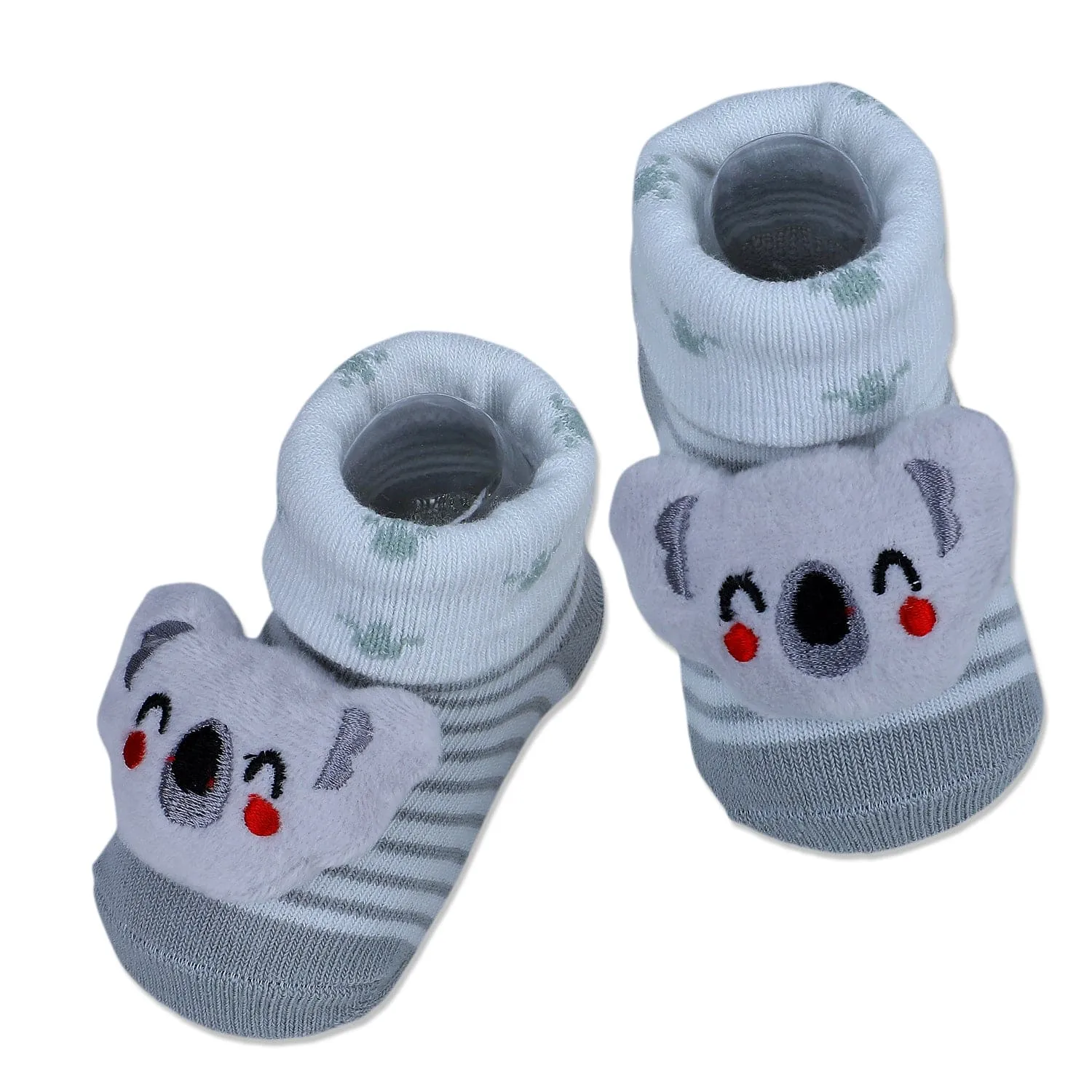 Baby Moo Blushing Koala Cotton Anti-Skid 3D Socks - Grey