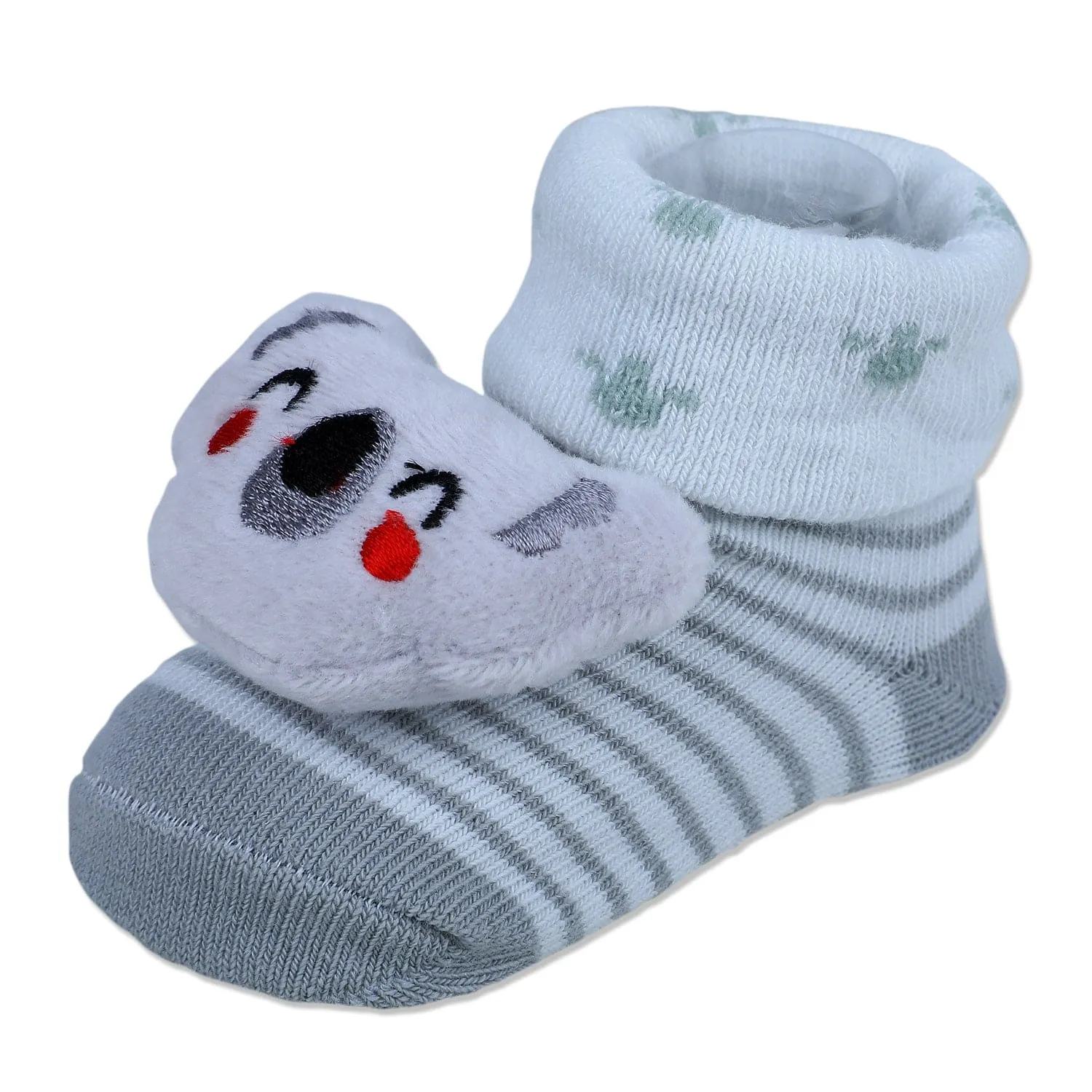 Baby Moo Blushing Koala Cotton Anti-Skid 3D Socks - Grey