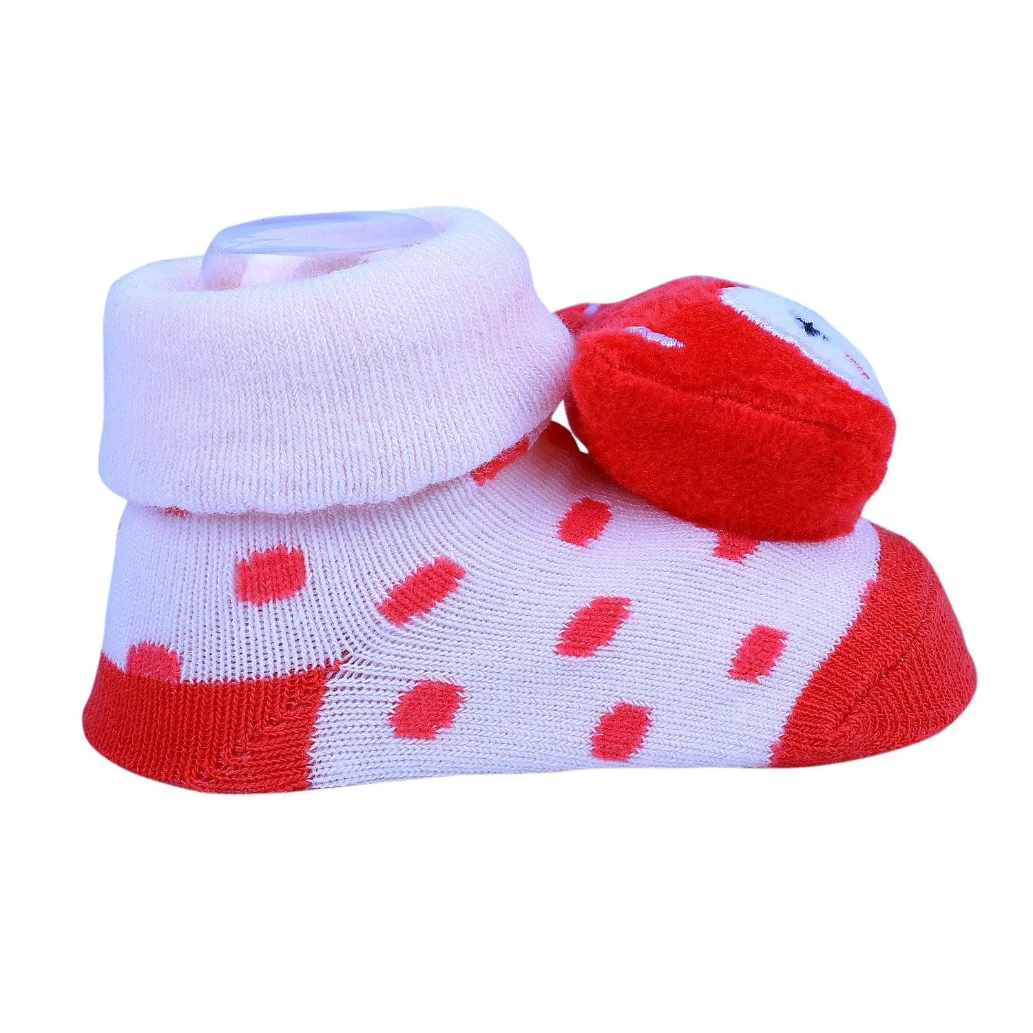 Baby Moo Foxy Cotton Anti-Skid 3D Socks - Cream