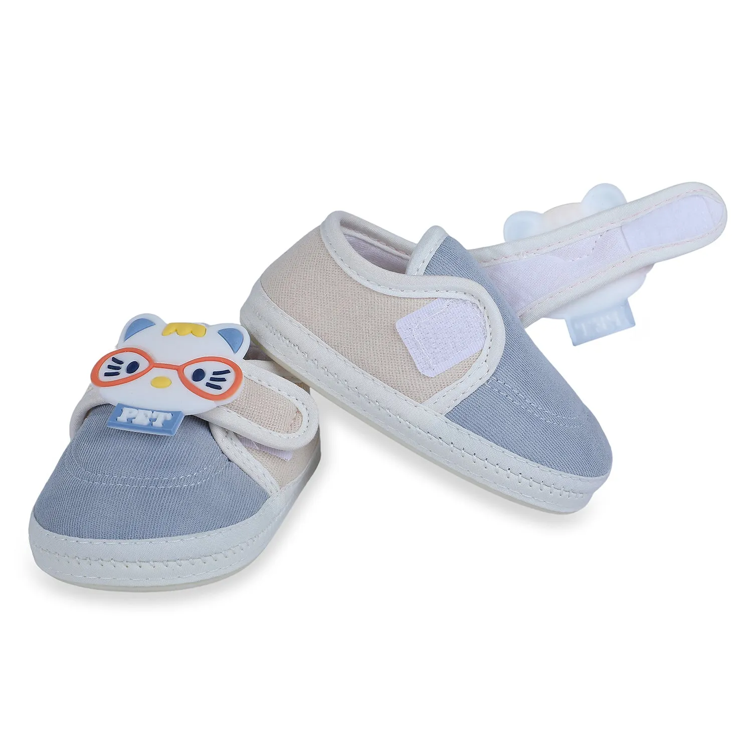 Baby Moo Kitty Love Soft Sole Anti-Slip Booties - Blue