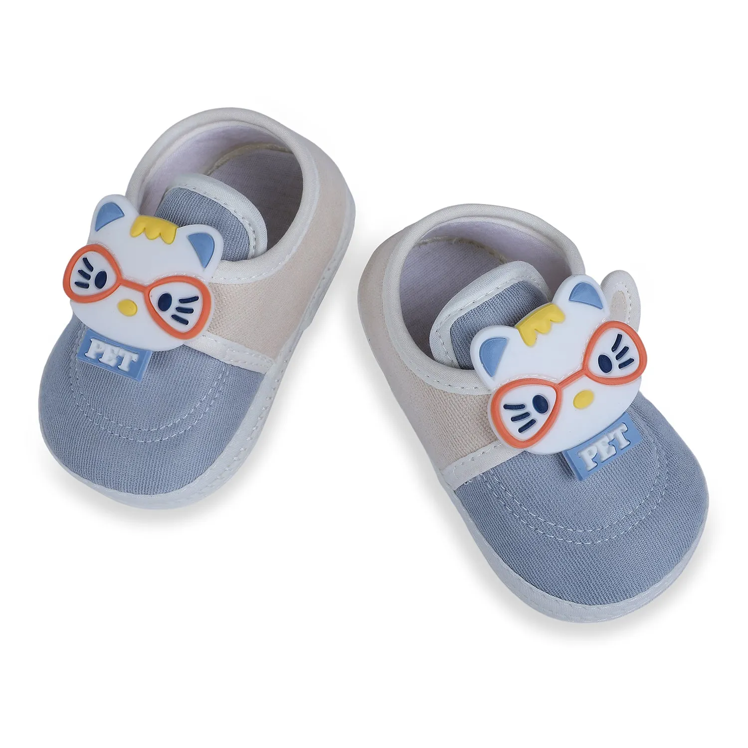 Baby Moo Kitty Love Soft Sole Anti-Slip Booties - Blue