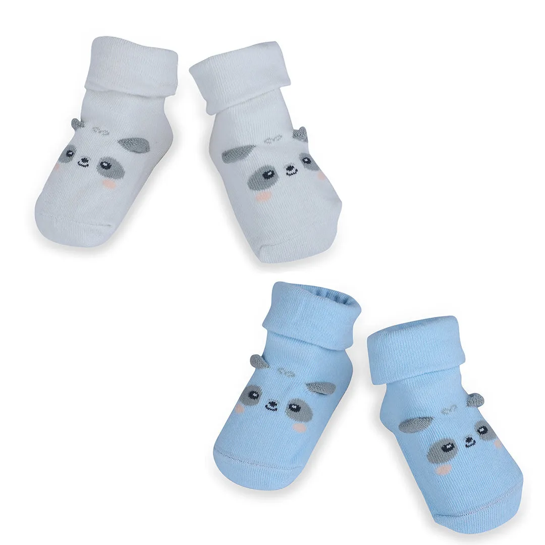 Baby Moo Little Puppy Anti-Skid 2 Pack Socks - Blue