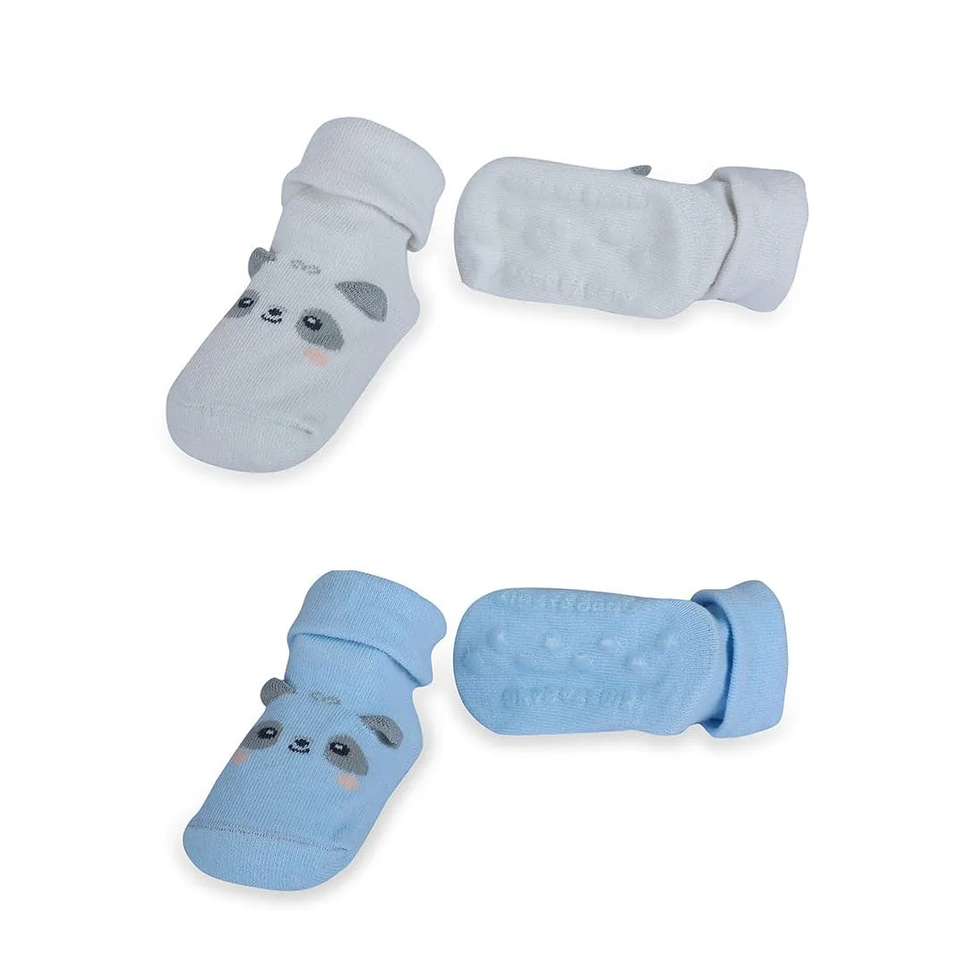 Baby Moo Little Puppy Anti-Skid 2 Pack Socks - Blue