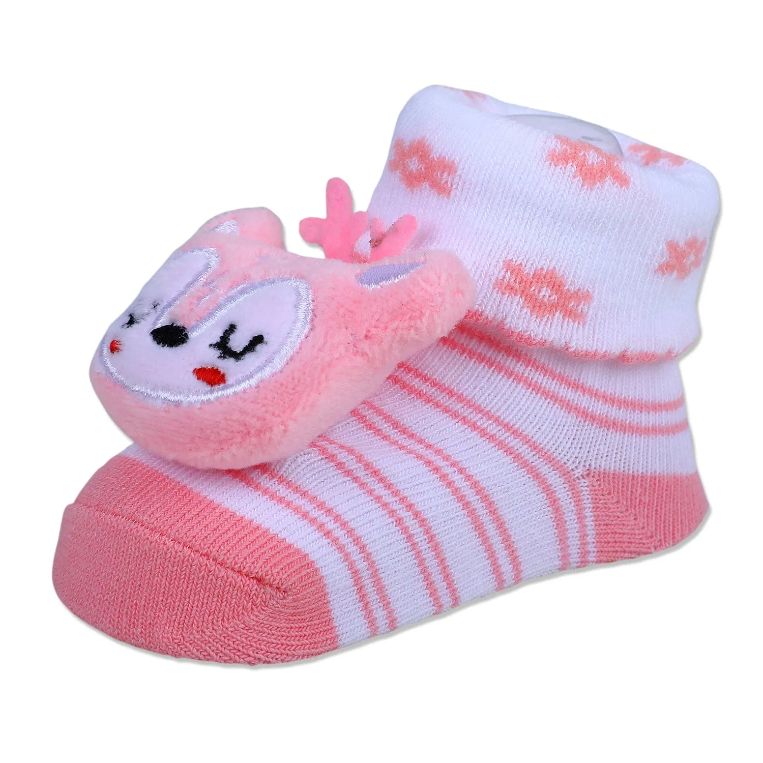 Baby Moo Sleepy Puppy Cotton Anti-Skid 3D Socks - Pink