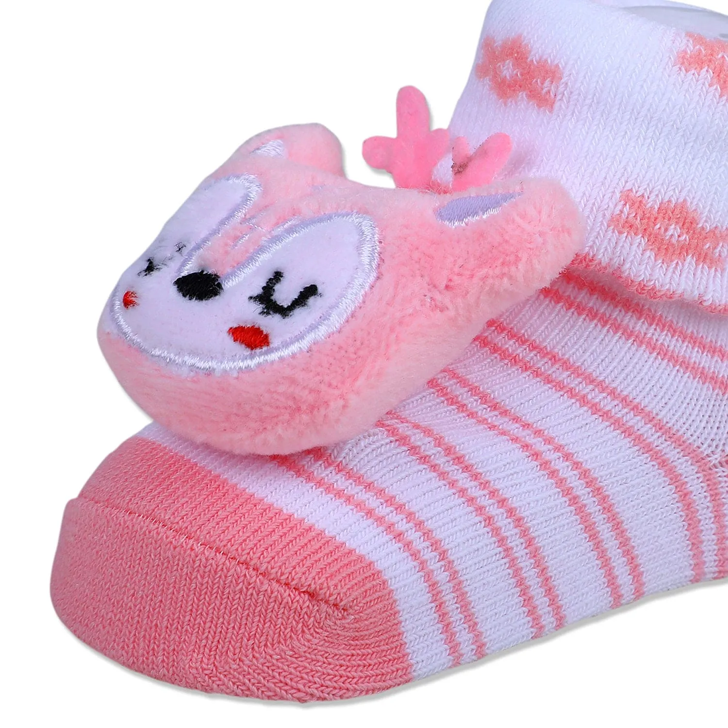 Baby Moo Sleepy Puppy Cotton Anti-Skid 3D Socks - Pink