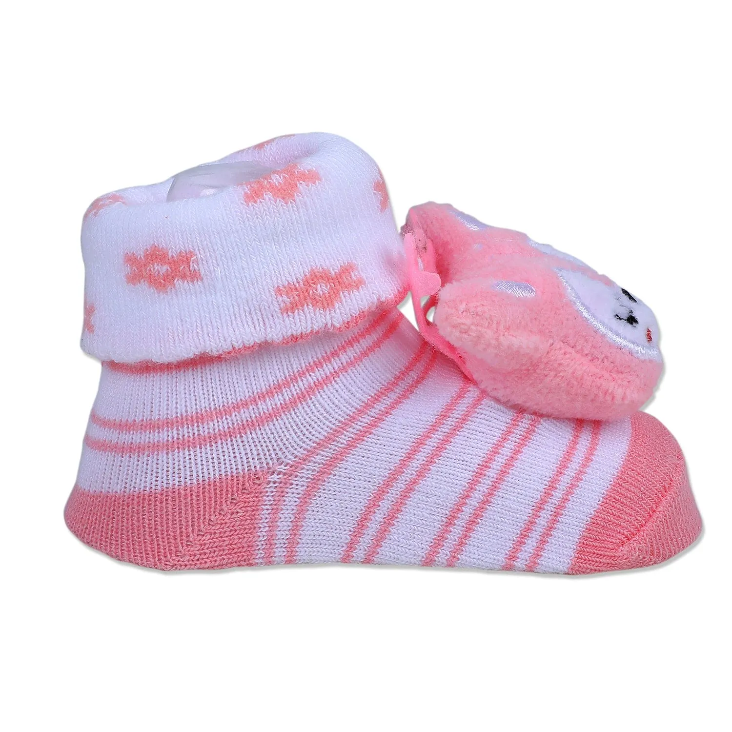 Baby Moo Sleepy Puppy Cotton Anti-Skid 3D Socks - Pink