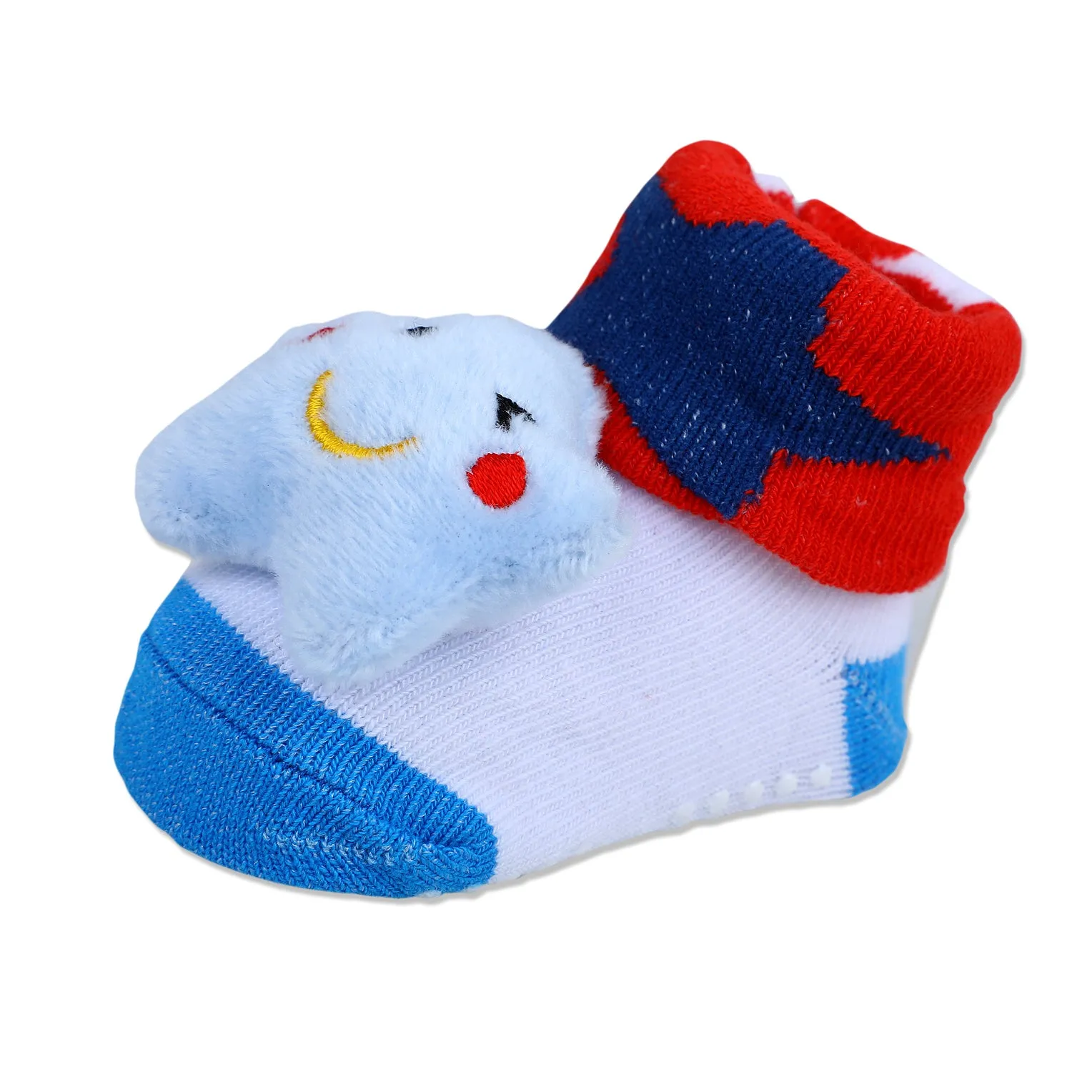 Baby Moo Winking Star Cotton Anti-Skid 3D Socks - Red