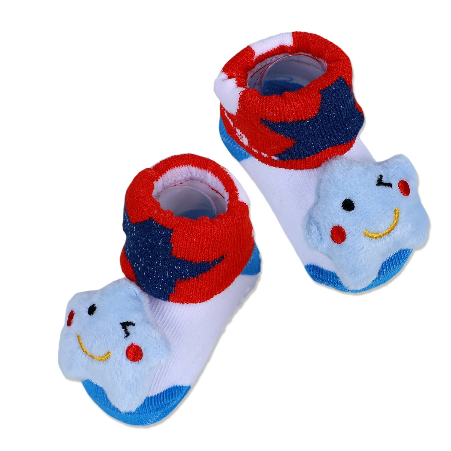 Baby Moo Winking Star Cotton Anti-Skid 3D Socks - Red