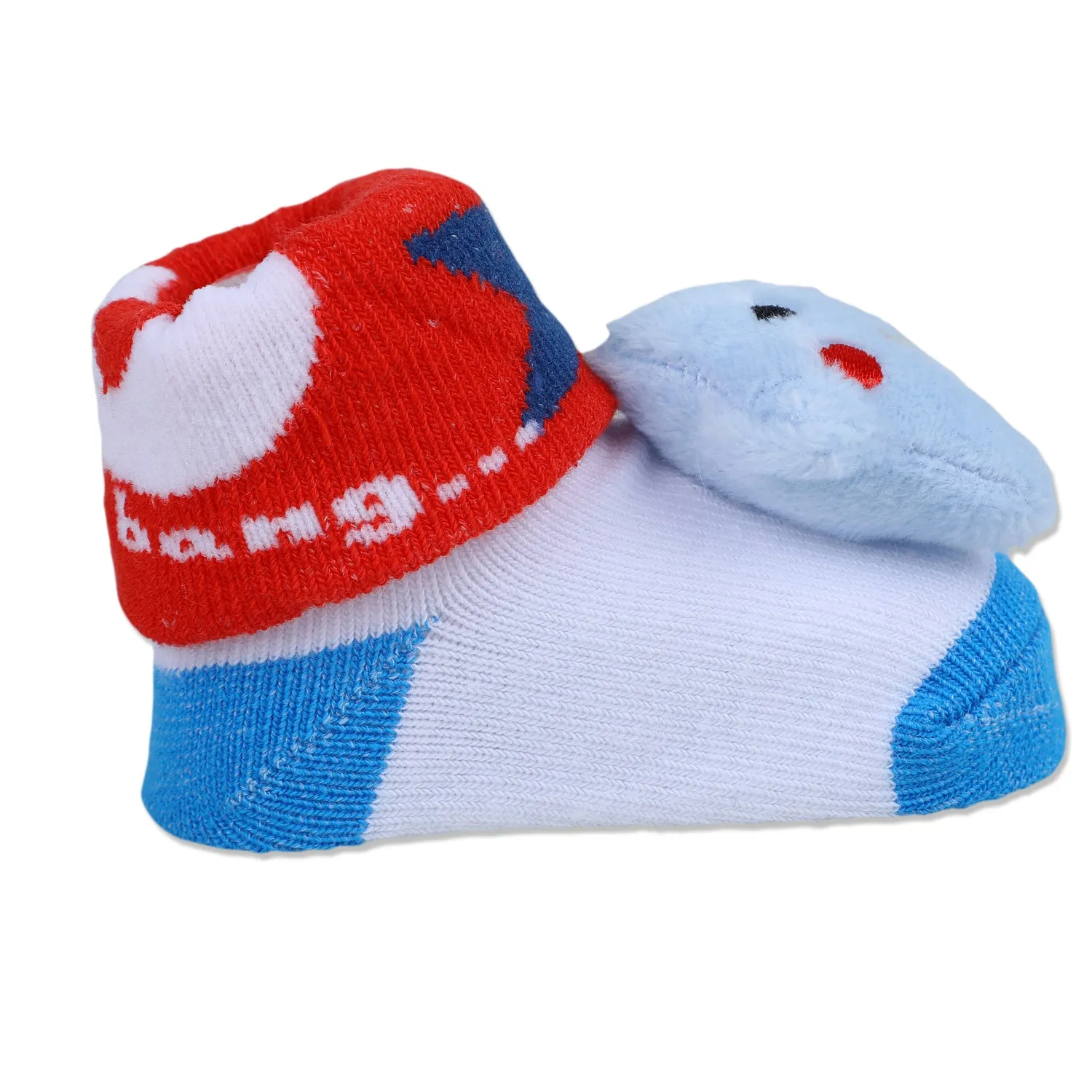 Baby Moo Winking Star Cotton Anti-Skid 3D Socks - Red