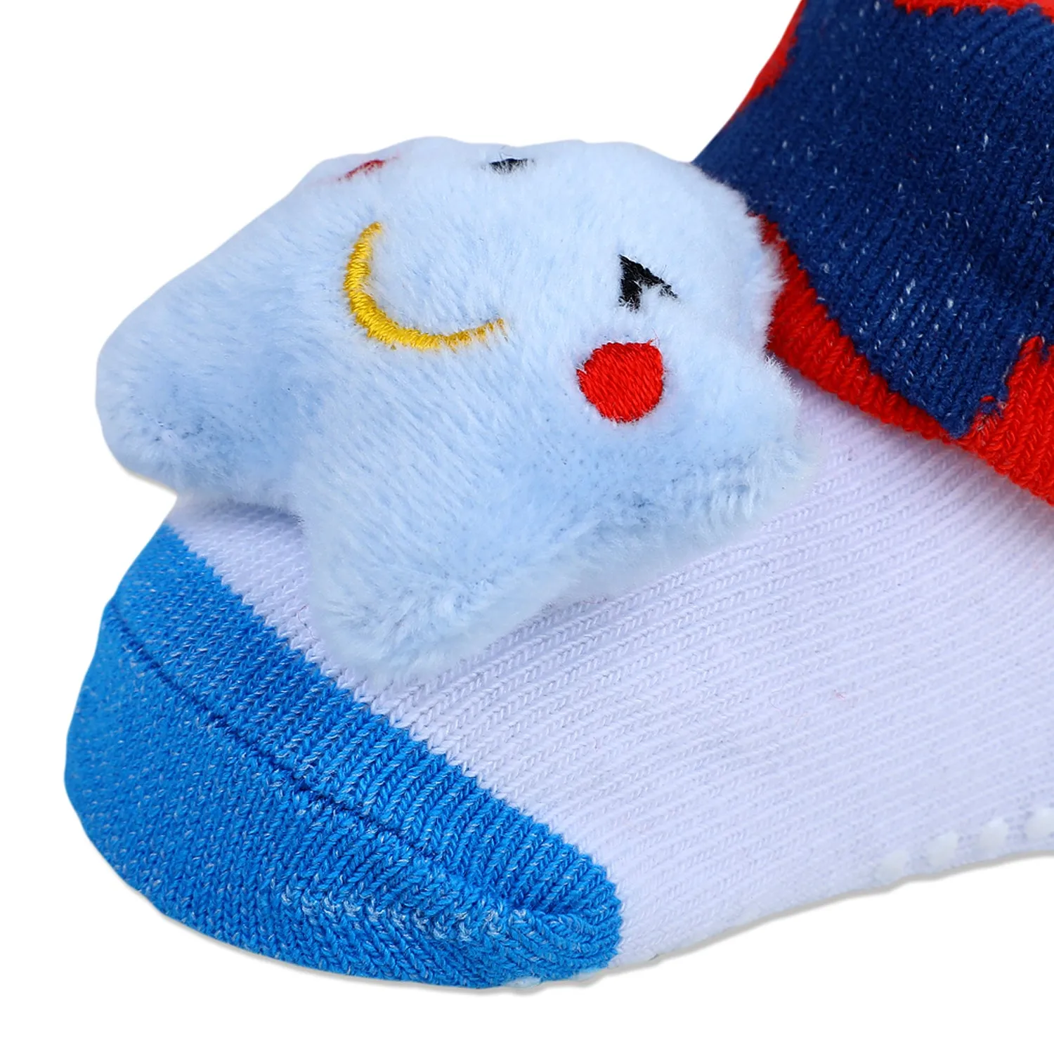 Baby Moo Winking Star Cotton Anti-Skid 3D Socks - Red