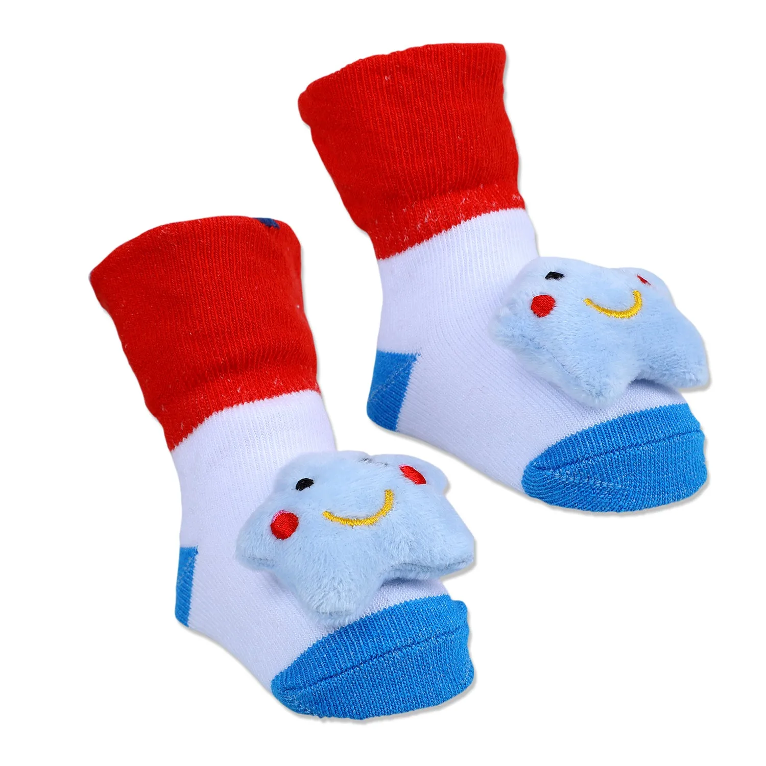 Baby Moo Winking Star Cotton Anti-Skid 3D Socks - Red