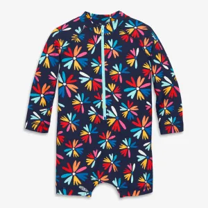 Baby one-piece rash guard in bright blooms