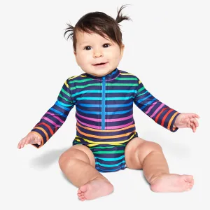 Baby rash guard in double rainbow stripe