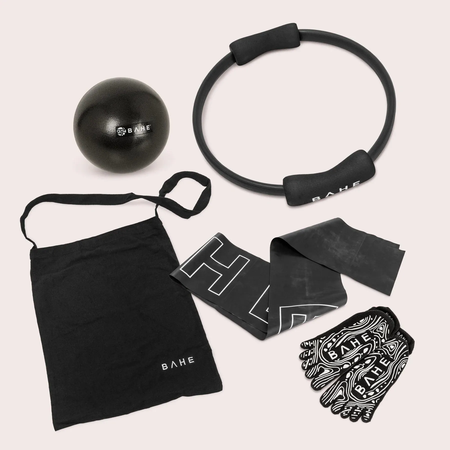 BAHE Pilates Essentials (Ring, Socks, Ball, Tote Bag) - Black/White