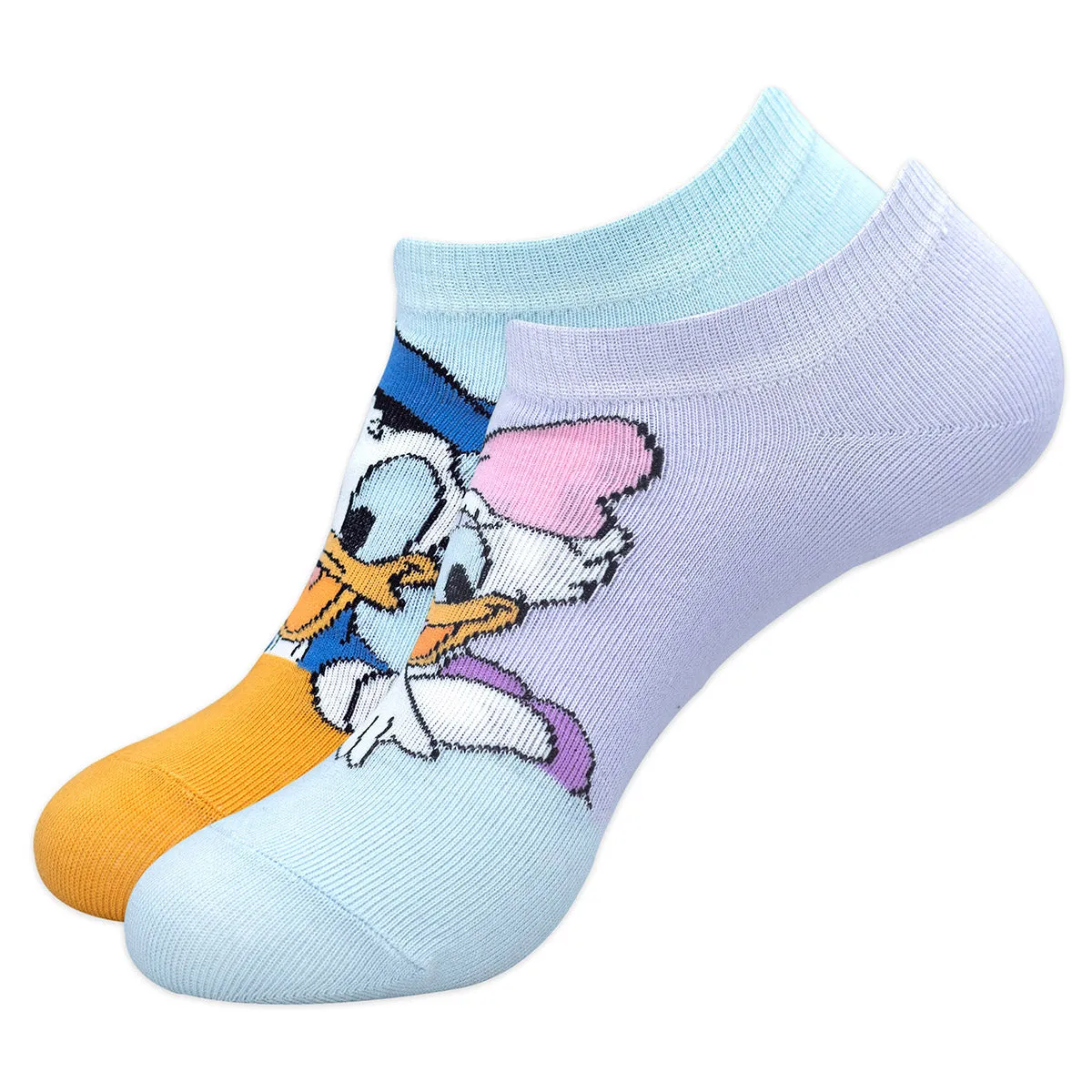 Balenzia x Disney Character Lowcut socks for Women- Donald & Daisy (Pack of 2 Pairs/1U)(Free Size) Blue, Pink