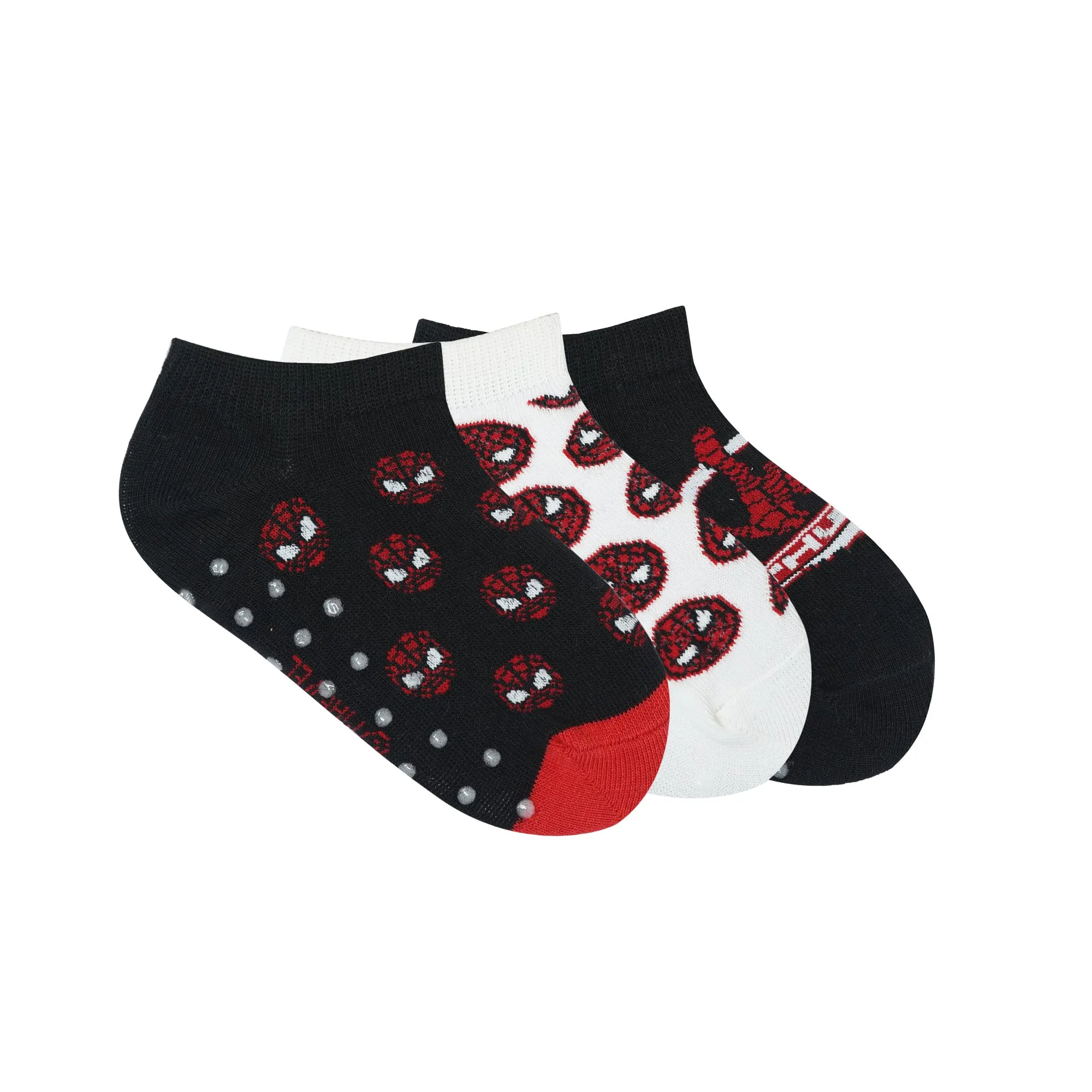 BALENZIA X SPIDERMAN ANTI-SKID LOW CUT SOCKS FOR KIDS | PACK OF 3 PAIRS/1U