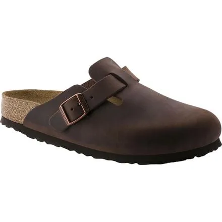 Birkenstock Women's Boston Leather Clogs with Soft Insole, Habana Oiled Leather