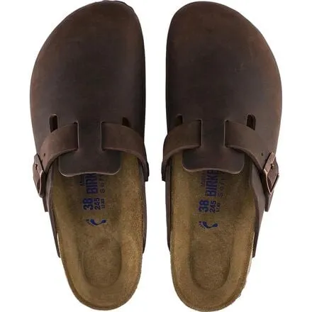 Birkenstock Women's Boston Leather Clogs with Soft Insole, Habana Oiled Leather